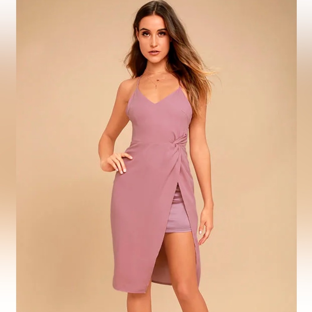 LULU’S 👗MAKING EYES AT YOU 👗 Mauve MIDI Dress Sz Large
